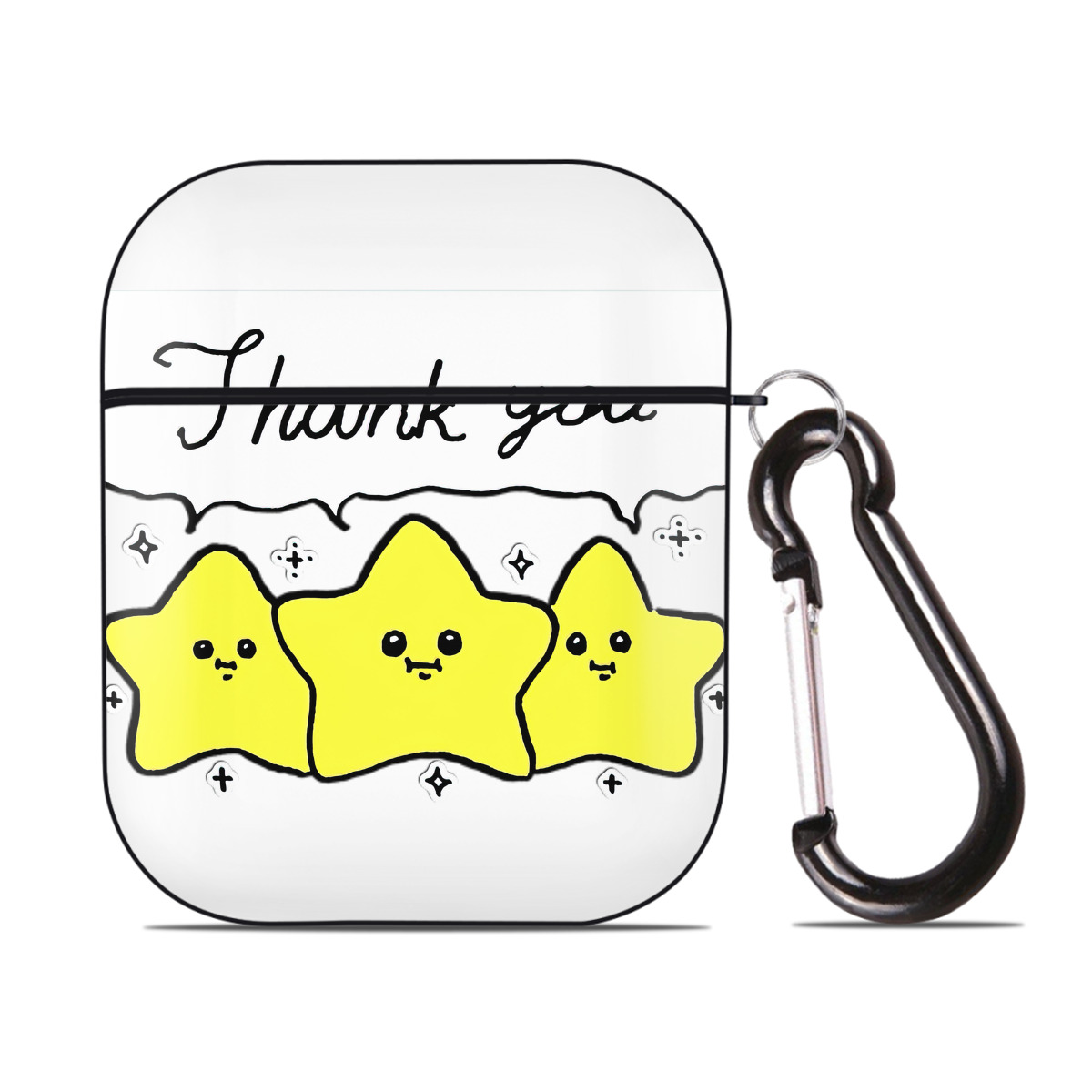 （画像用） ちいかわ 流れ星 Chii-kawa Shooting star AirPods 第2世代保護ケース ハードシェル ブラック 耐衝撃・防指紋・カラビナ付き