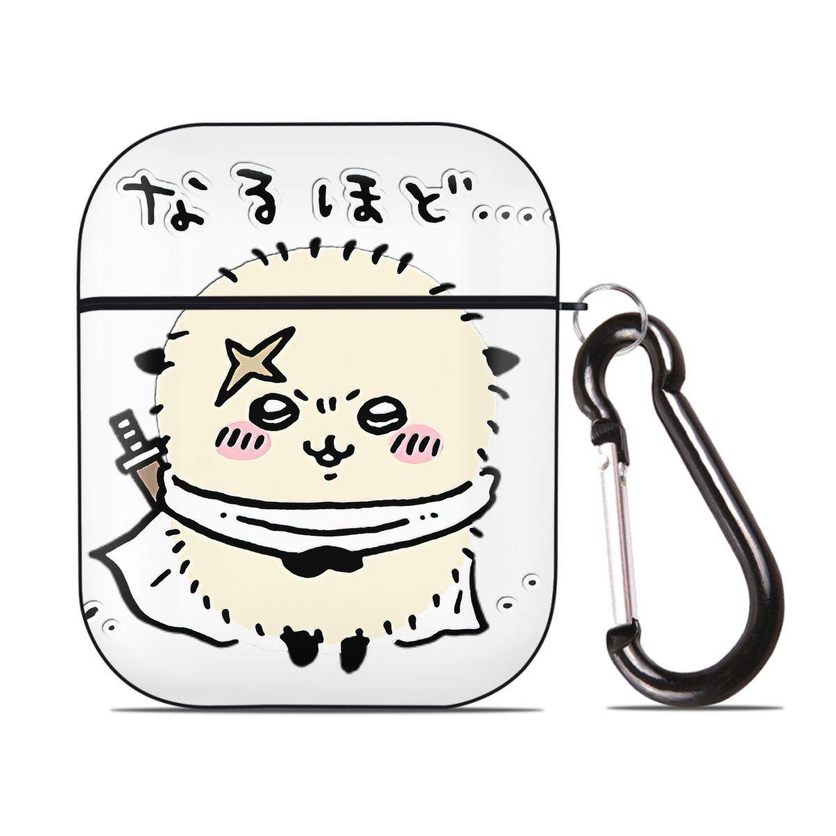 （画像用） ちいかわ ラッコ Chii-kawa Sea otter AirPods 第2世代保護ケース ハードシェル ブラック 耐衝撃・防指紋・カラビナ付き