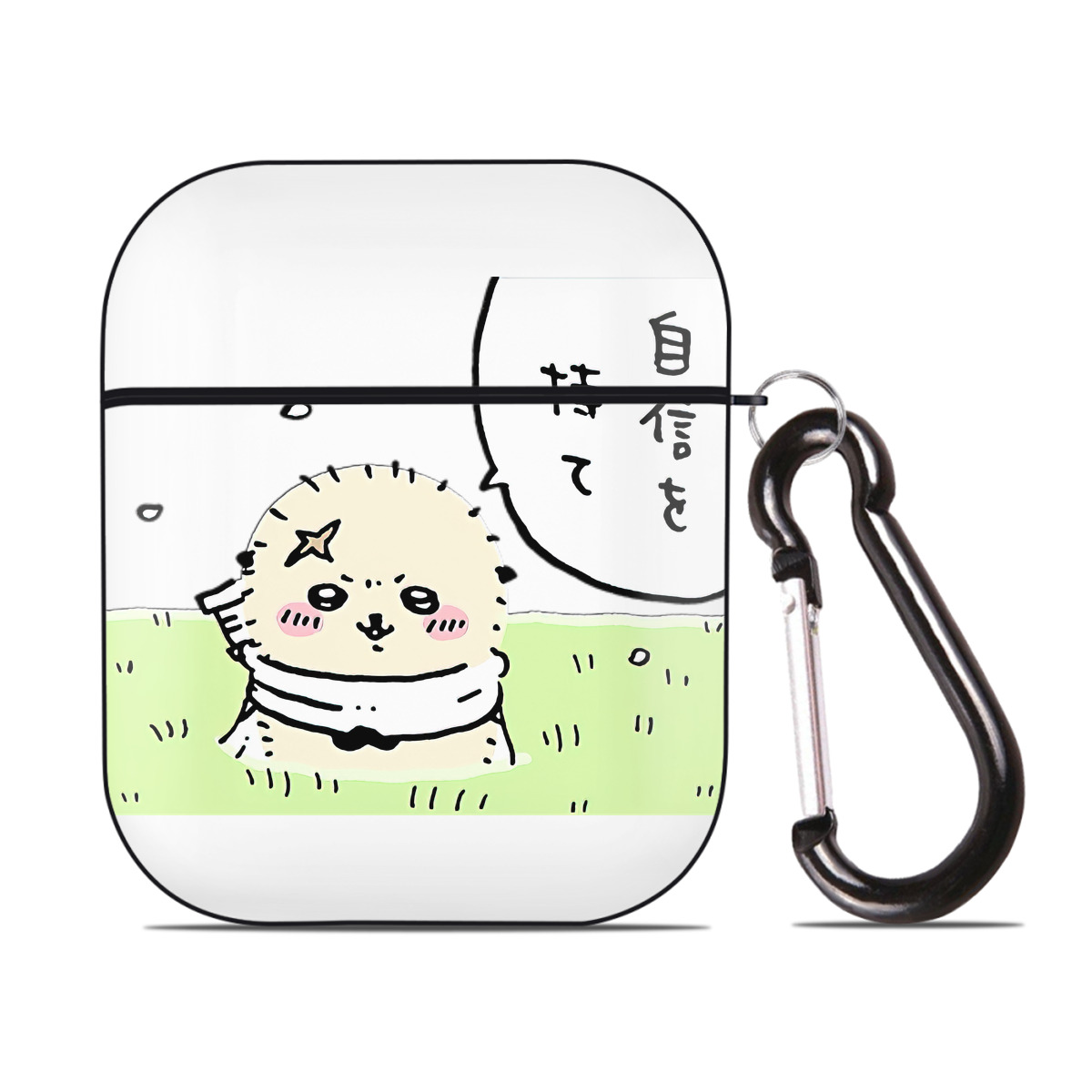 （画像用） ちいかわ ラッコ Chii-kawa Sea otter AirPods 第2世代保護ケース ハードシェル ブラック 耐衝撃・防指紋・カラビナ付き