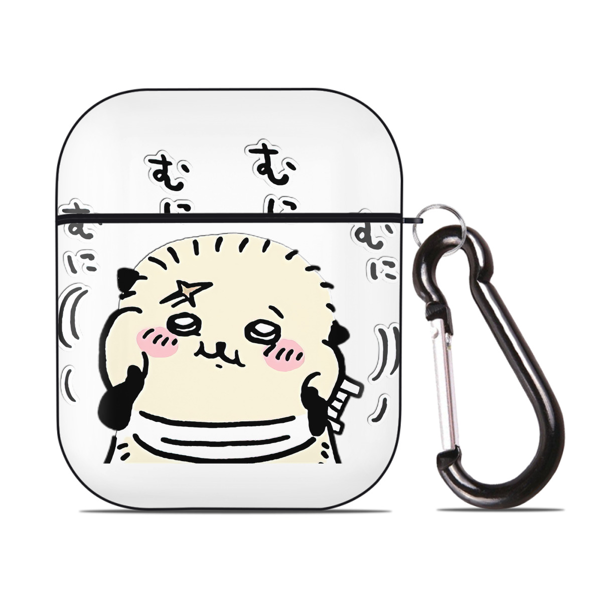 （画像用） ちいかわ ラッコ Chii-kawa Sea otter AirPods 第2世代保護ケース ハードシェル ブラック 耐衝撃・防指紋・カラビナ付き