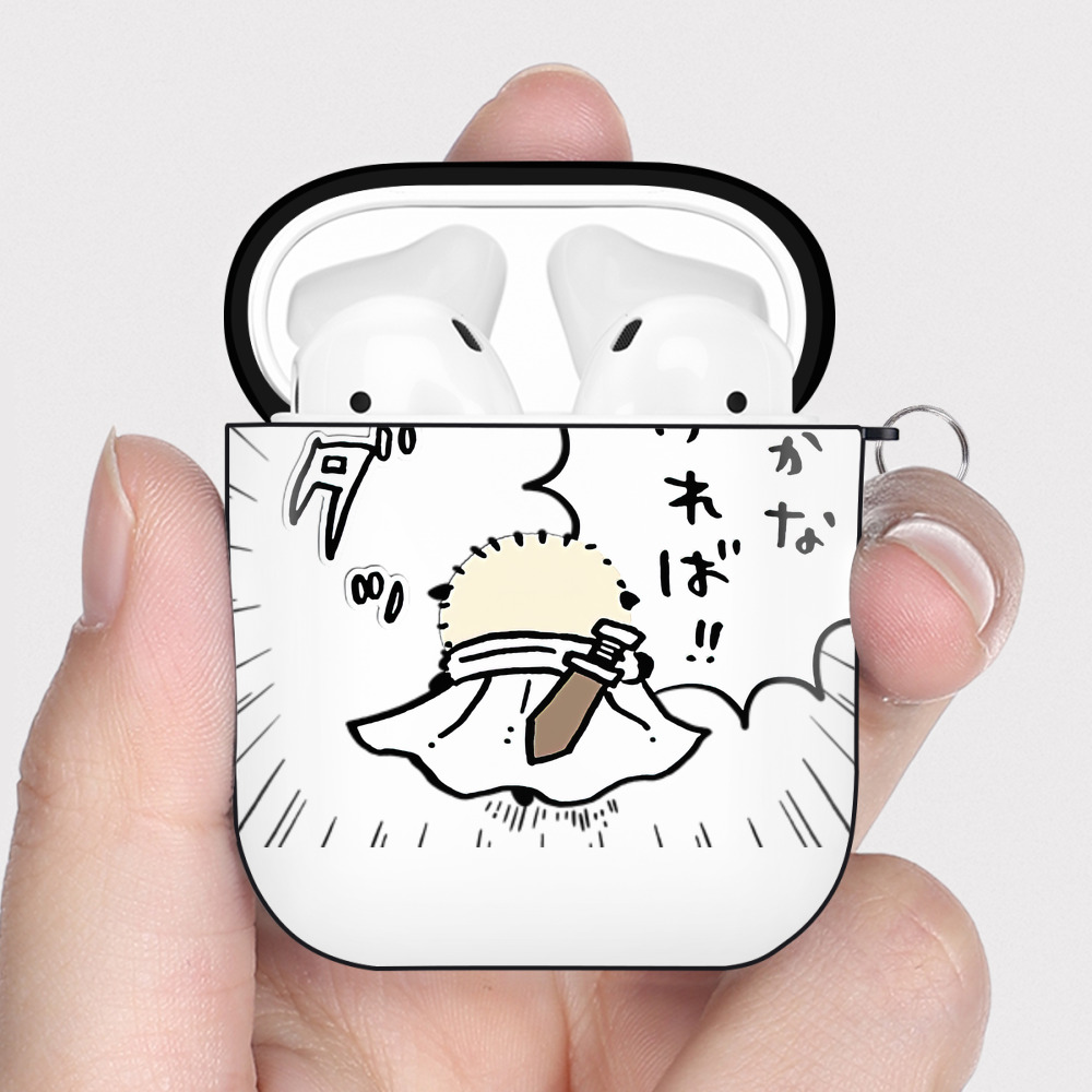 （画像用） ちいかわ ラッコ Chii-kawa Sea otter AirPods 第2世代保護ケース ハードシェル ブラック 耐衝撃・防指紋・カラビナ付き