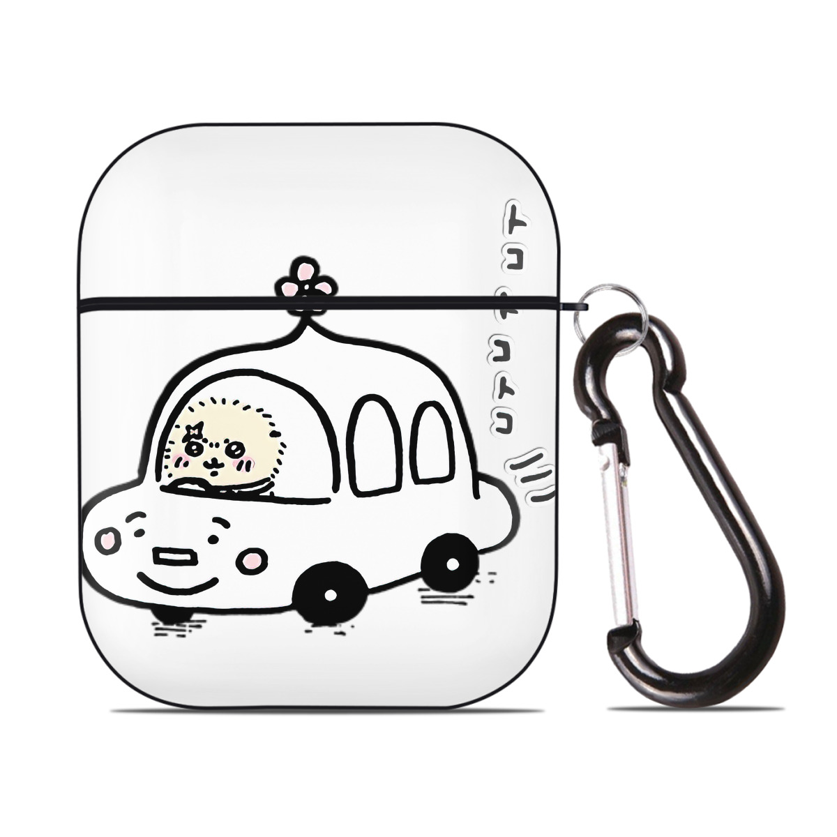 （画像用） ちいかわ ラッコ Chii-kawa Sea otter AirPods 第2世代保護ケース ハードシェル ブラック 耐衝撃・防指紋・カラビナ付き