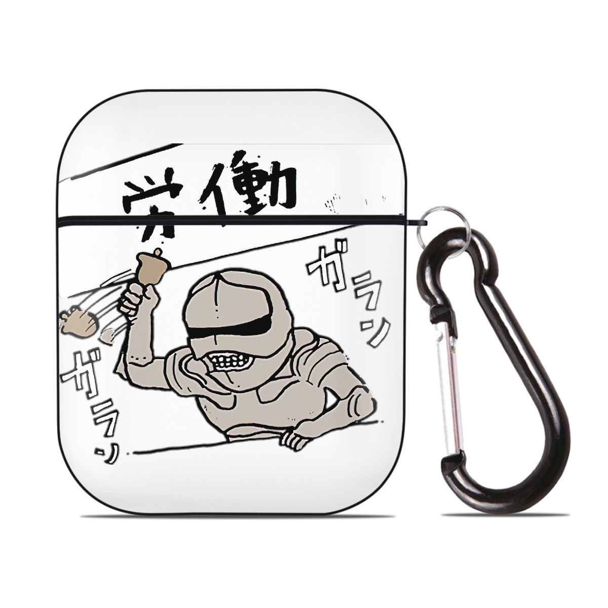 （画像用） ちいかわ 労働の鎧さん Chii-kawa Mr. Armor of Labor AirPods 第2世代保護ケース ハードシェル ブラック 耐衝撃・防指紋・カラビナ付き