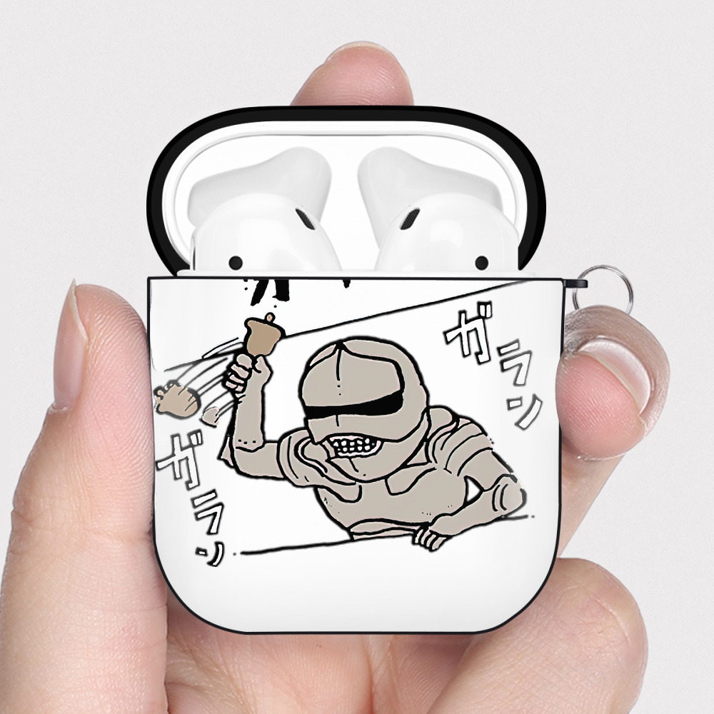（画像用） ちいかわ 労働の鎧さん Chii-kawa Mr. Armor of Labor AirPods 第2世代保護ケース ハードシェル ブラック 耐衝撃・防指紋・カラビナ付き