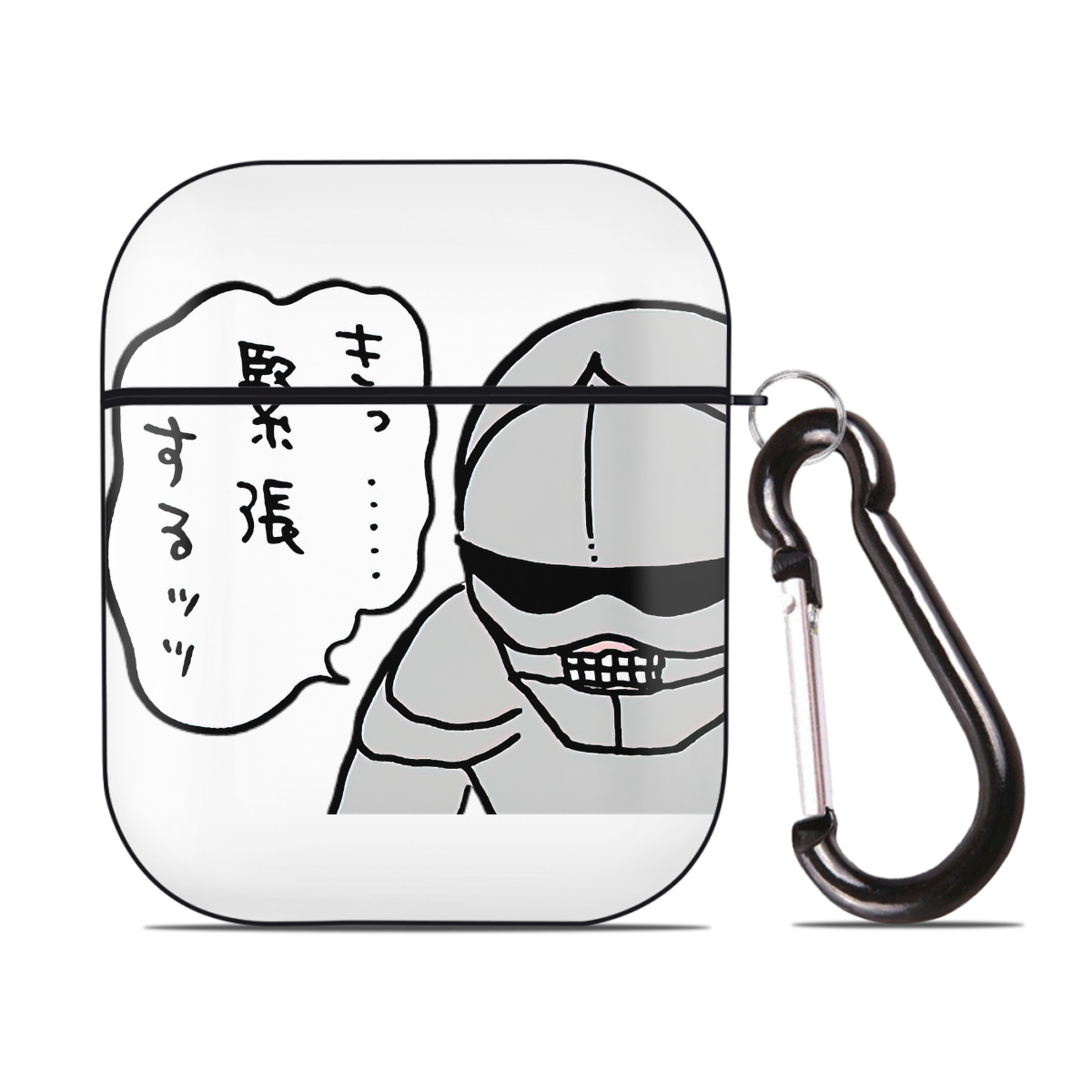 （画像用） ちいかわ 労働の鎧さん Chii-kawa Mr. Armor of Labor AirPods 第2世代保護ケース ハードシェル ブラック 耐衝撃・防指紋・カラビナ付き