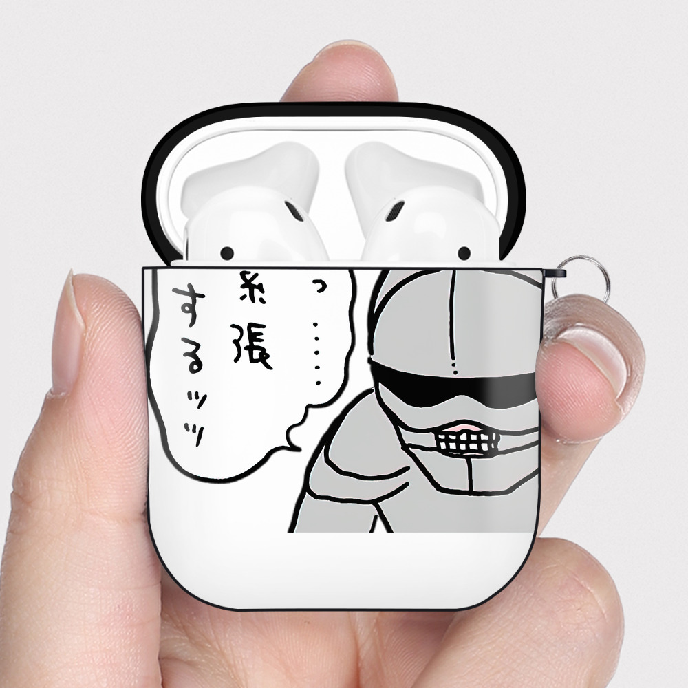 （画像用） ちいかわ 労働の鎧さん Chii-kawa Mr. Armor of Labor AirPods 第2世代保護ケース ハードシェル ブラック 耐衝撃・防指紋・カラビナ付き