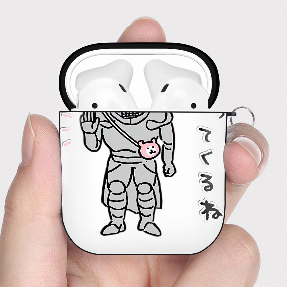 （画像用） ちいかわ 労働の鎧さん Chii-kawa Mr. Armor of Labor AirPods 第2世代保護ケース ハードシェル ブラック 耐衝撃・防指紋・カラビナ付き
