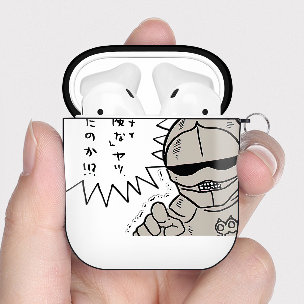 （画像用） ちいかわ 労働の鎧さん Chii-kawa Mr. Armor of Labor AirPods 第2世代保護ケース ハードシェル ブラック 耐衝撃・防指紋・カラビナ付き