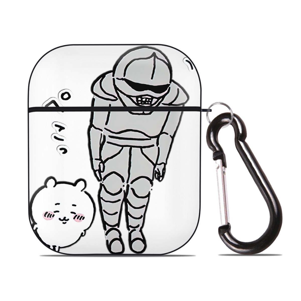 （画像用） ちいかわ 労働の鎧さん Chii-kawa Mr. Armor of Labor AirPods 第2世代保護ケース ハードシェル ブラック 耐衝撃・防指紋・カラビナ付き