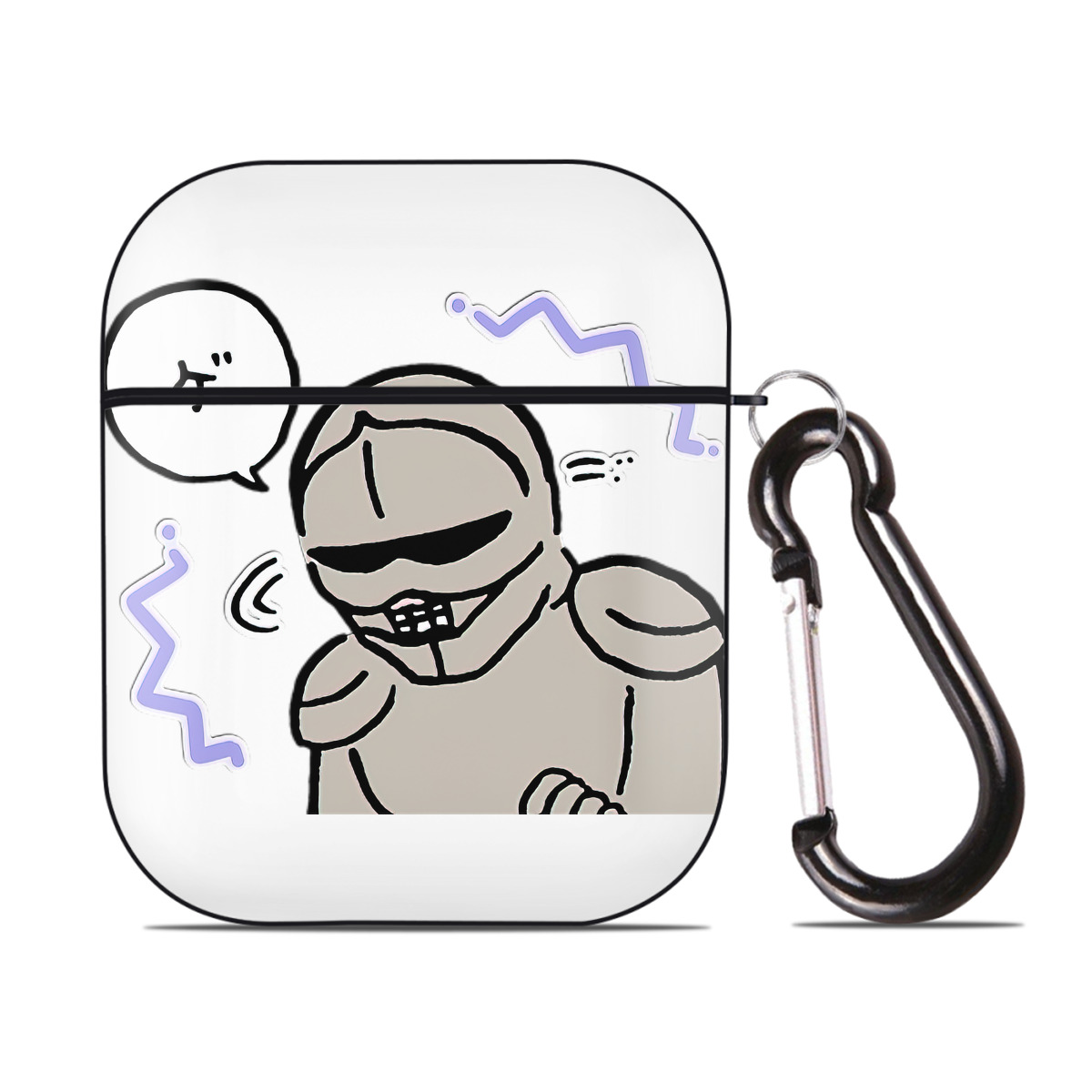 （画像用） ちいかわ 労働の鎧さん Chii-kawa Mr. Armor of Labor AirPods 第2世代保護ケース ハードシェル ブラック 耐衝撃・防指紋・カラビナ付き