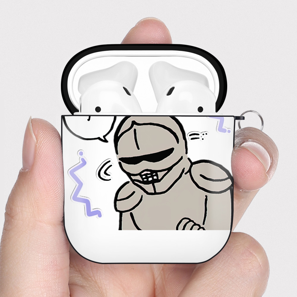 （画像用） ちいかわ 労働の鎧さん Chii-kawa Mr. Armor of Labor AirPods 第2世代保護ケース ハードシェル ブラック 耐衝撃・防指紋・カラビナ付き