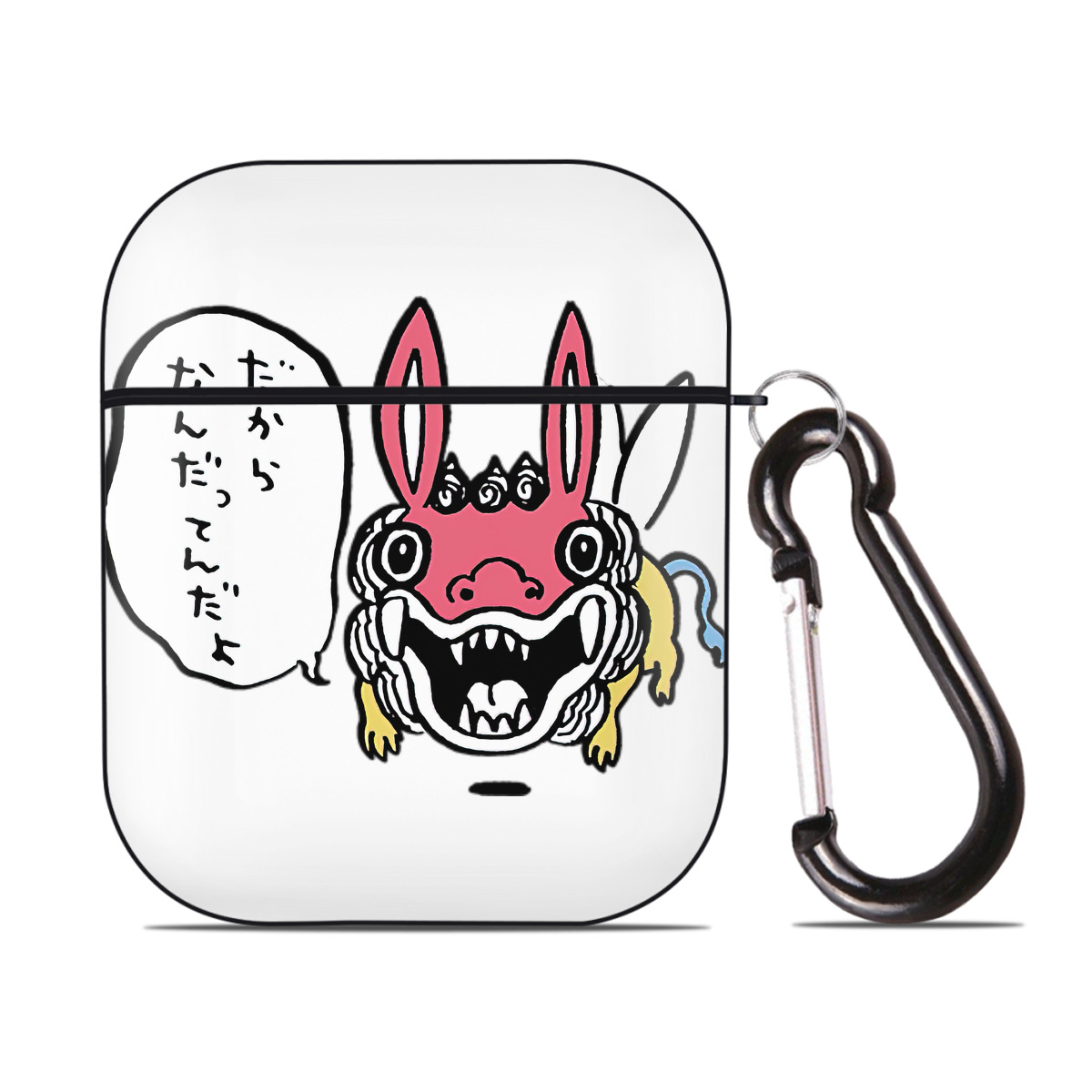 （画像用） ちいかわ でかつよ Chii-kawa Dekatsuyo AirPods 第2世代保護ケース ハードシェル ブラック 耐衝撃・防指紋・カラビナ付き