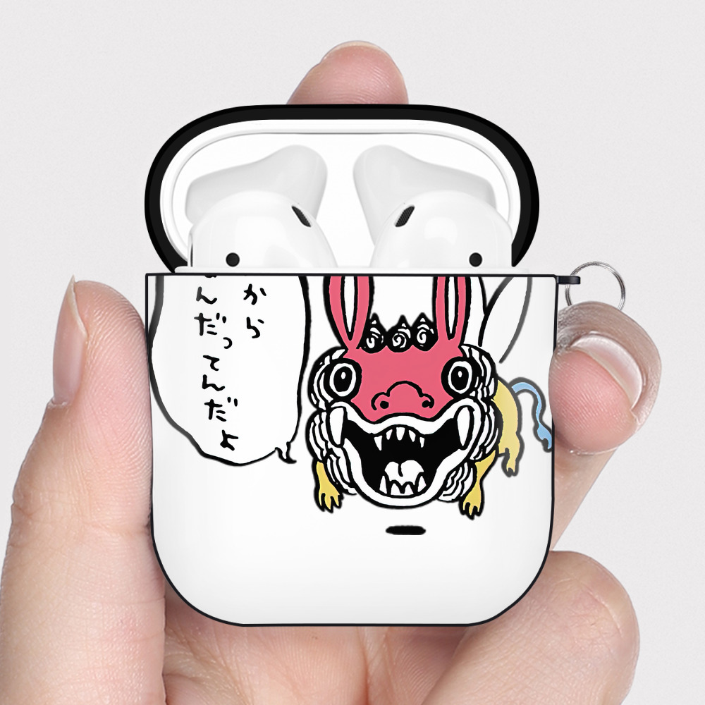 （画像用） ちいかわ でかつよ Chii-kawa Dekatsuyo AirPods 第2世代保護ケース ハードシェル ブラック 耐衝撃・防指紋・カラビナ付き