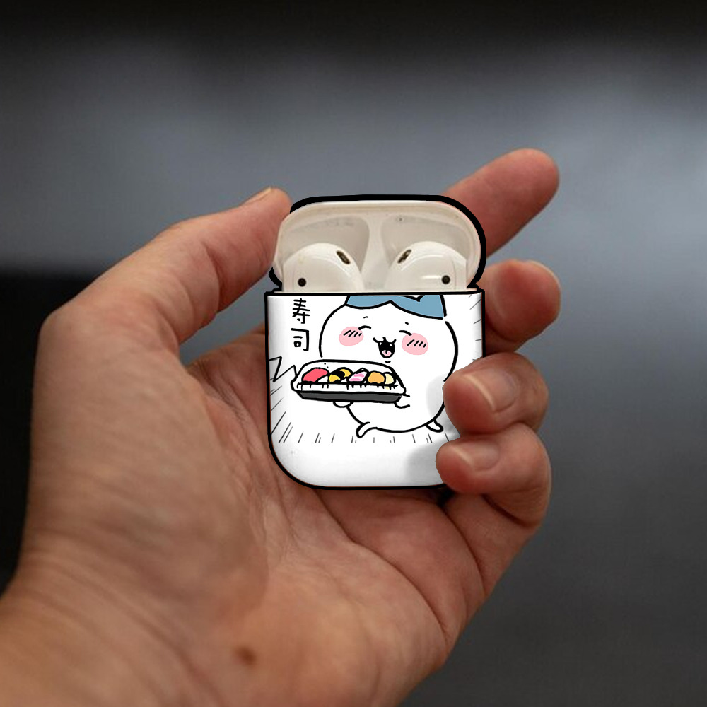 ちいかわ ハチワレ Chii-kawa hachiware AirPods 第2世代保護ケース ハードシェル ブラック 耐衝撃・防指紋・カラビナ付き