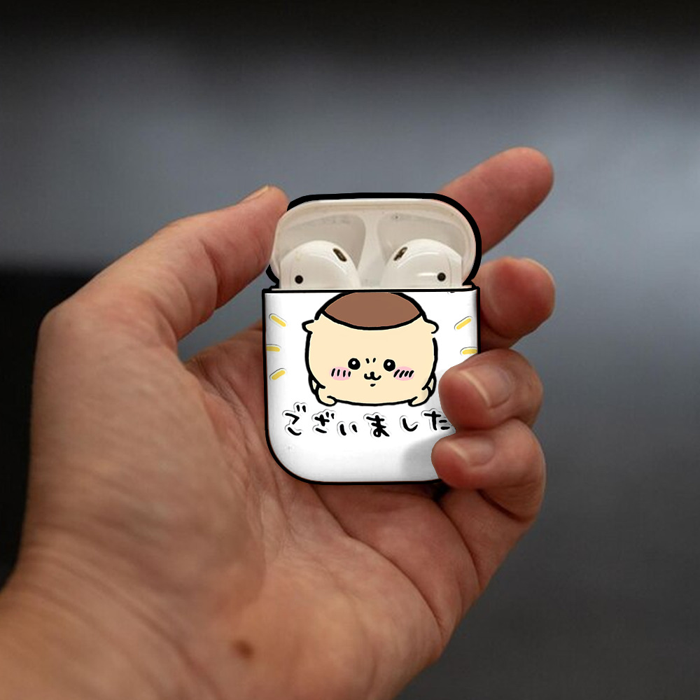 ちいかわ くりまんじゅう Chii-kawa kuri manjū AirPods 第2世代保護ケース ハードシェル ブラック 耐衝撃・防指紋・カラビナ付き