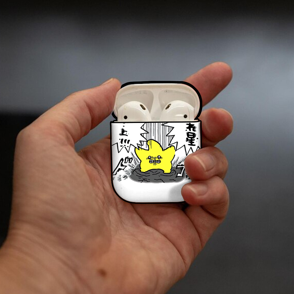 ちいかわ 流れ星 Chii-kawa Shooting star AirPods 第2世代保護ケース ハードシェル ブラック 耐衝撃・防指紋・カラビナ付き