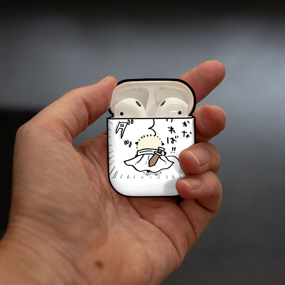 ちいかわ ラッコ Chii-kawa Sea otter AirPods 第2世代保護ケース ハードシェル ブラック 耐衝撃・防指紋・カラビナ付き