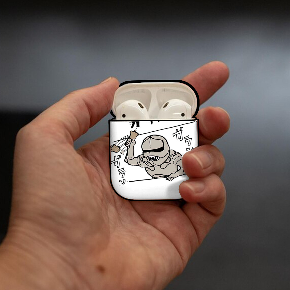 ちいかわ 労働の鎧さん Chii-kawa Mr. Armor of Labor AirPods 第2世代保護ケース ハードシェル ブラック 耐衝撃・防指紋・カラビナ付き