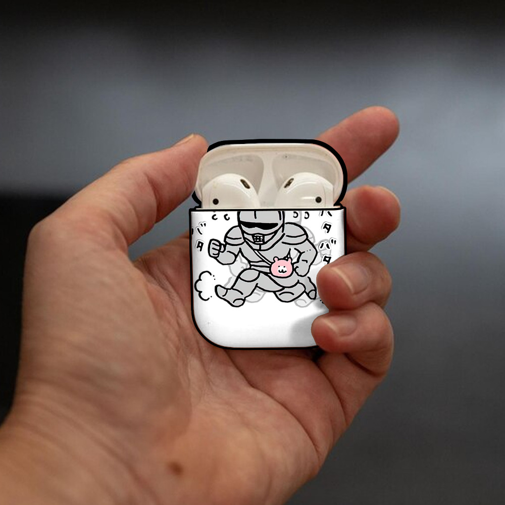 ちいかわ 労働の鎧さん Chii-kawa Mr. Armor of Labor AirPods 第2世代保護ケース ハードシェル ブラック 耐衝撃・防指紋・カラビナ付き