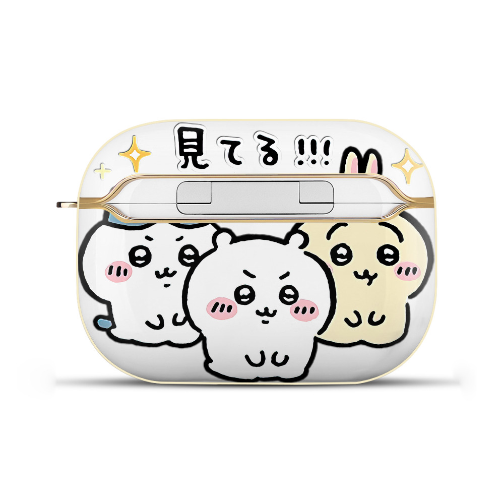 （画像用） ちいかわ ハチワレ Chii-kawa hachiware 【AirPods Pro用】ハードシェル保護ケース｜耐衝撃・防指紋・カラビナ付き商品仕様